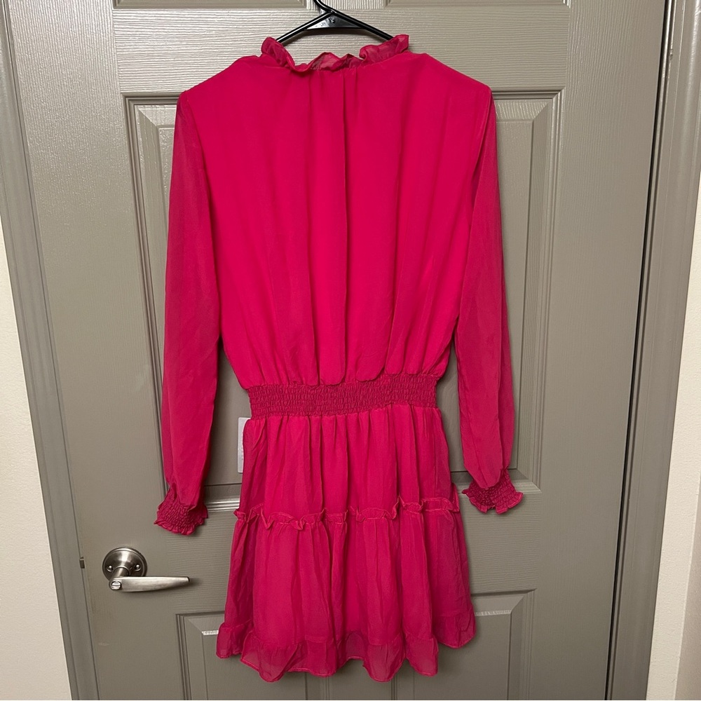 NWT Nordstrom Pink Long Sleeve Tiered Mini Dress - Picture 8 of 10